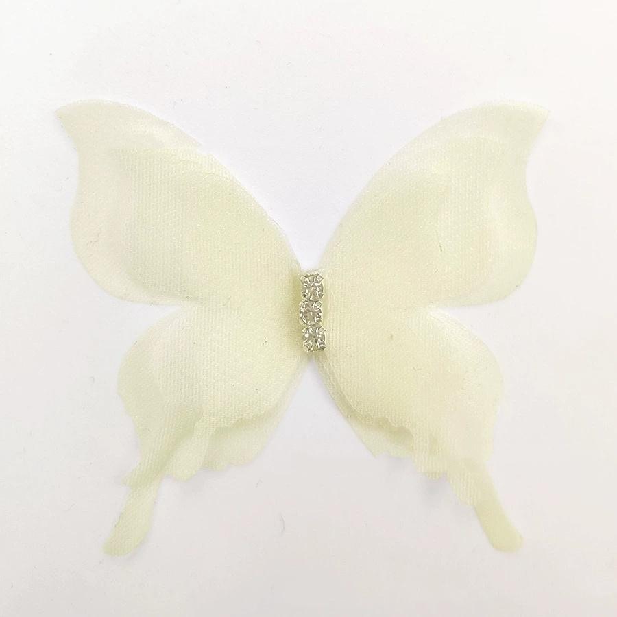 10 Stück Farbverlauf Organza Stoff Schmetterling Applikationen 3D 5CM Chiffon Schmetterling Verträumt Durchscheinend DIY Nähen Basteln Dekoration