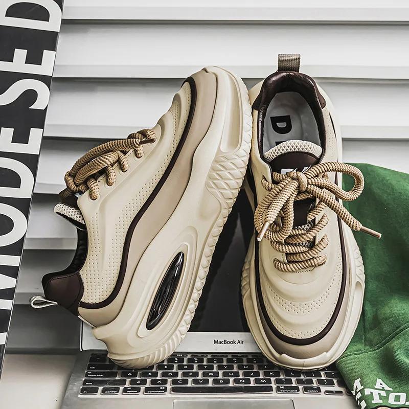 Fashion Men's Casual Sports Shoes, Fashionable Thick Soled Skateboarding Shoes, Trendy and Comfortable Men's Shoes Suitable for Outdoor