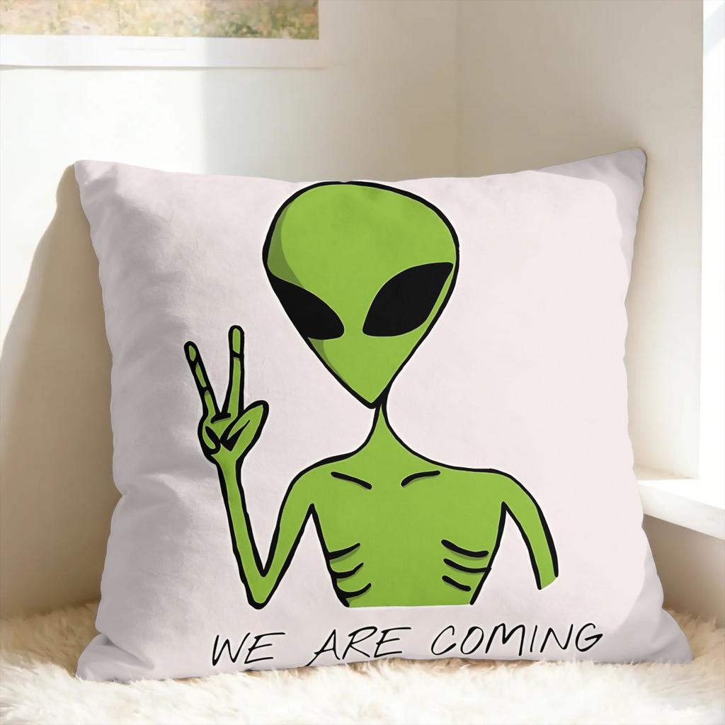UFO We Come To Party Funny Alien Pillow Cover  Comfy Cushion Cover Novelty Pillow Case For Office Car Home Decor