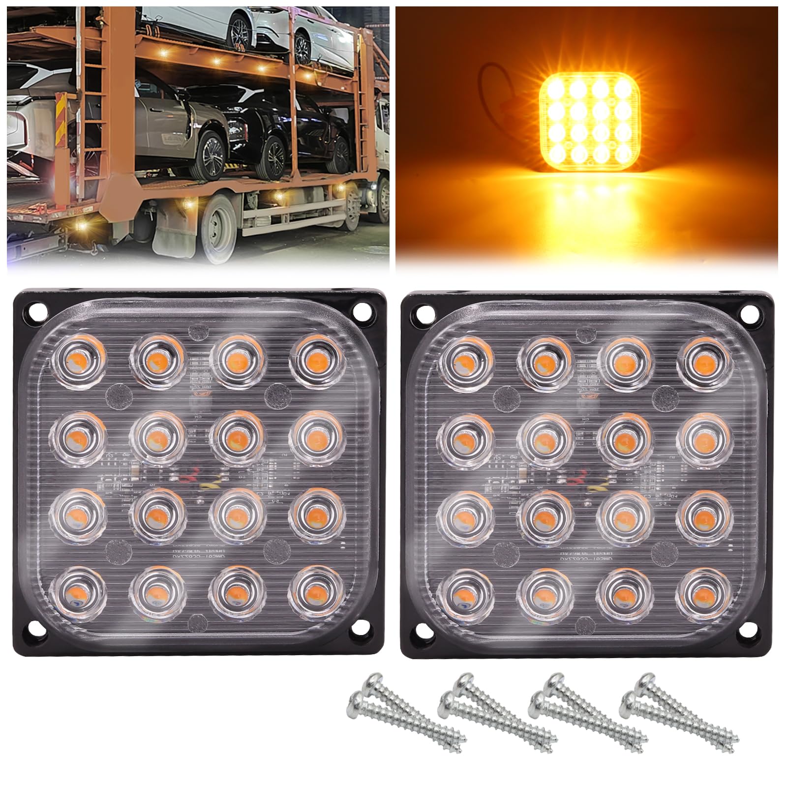 

Ygmylandbb LED Strobe Lights Truck Side Marker Lamp Emergency Warning Light 24V Square 16LED жовтий