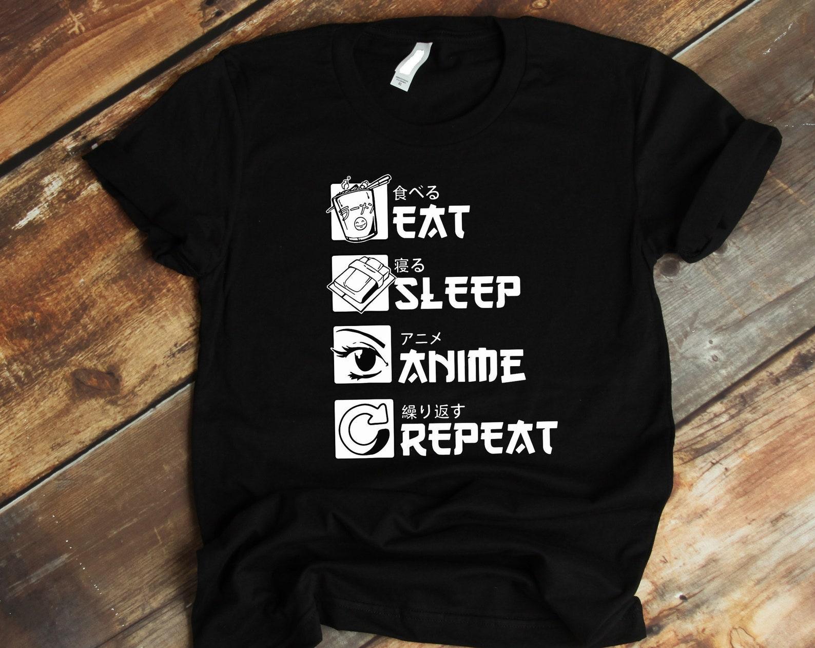 Anime Pop Culture Tee Shirt, Eat Sleep Anime Repeat Graphic T shirt, Funny Japanese Manga Gift, Anime Style Japanese Animation Clothes, 3XL