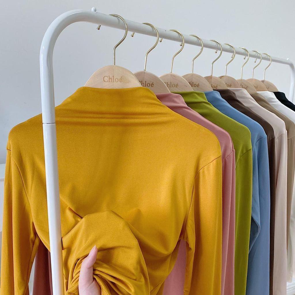 Women's Autumn Nine-Color Semi-High Neck Slimming Long Sleeve Base Shirt