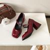 Woman's Mary Janes Shoes Spring New Vintage Square Toe Buckle Strap Solid Elegant Chunky Heels Fashion Versatile Casual Pumps