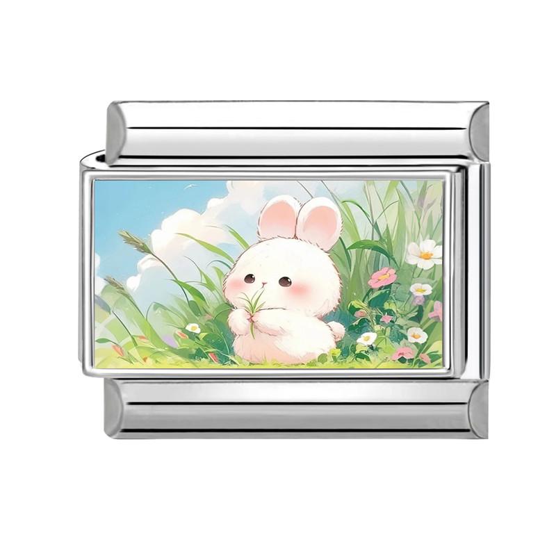 Y2K Lovely Animals Cat Dog Rabbit Moon Butterfly Flower Cactus Italian Charm Fit 9mm Stainless Steel DIY Making Bracelet Jewelry