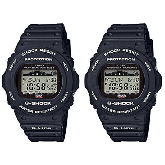 

Casio Pair Watches with Pair Solar Digital Multifunction 20 ATM Water Black G-Shock G-LIDE Boxes, Radio-Controlled Watches, Resistance,