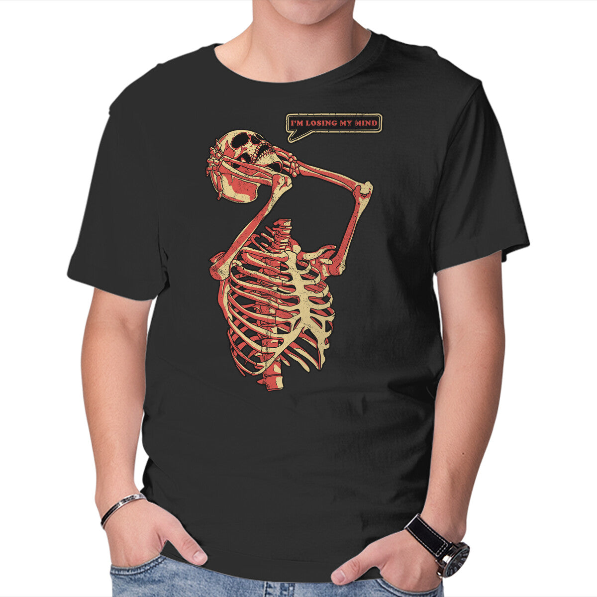 Unisex Crew Neck T-Shirt Losing My Mind Graphic Short Sleeve Casual Tee S