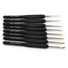 8pcs Thin Head Crochet Hooks Set, Sizes 1.0-2.75mm Black Plastic Handle Aluminum Hook Knitting Needles, Diy Weaving Craft Tool