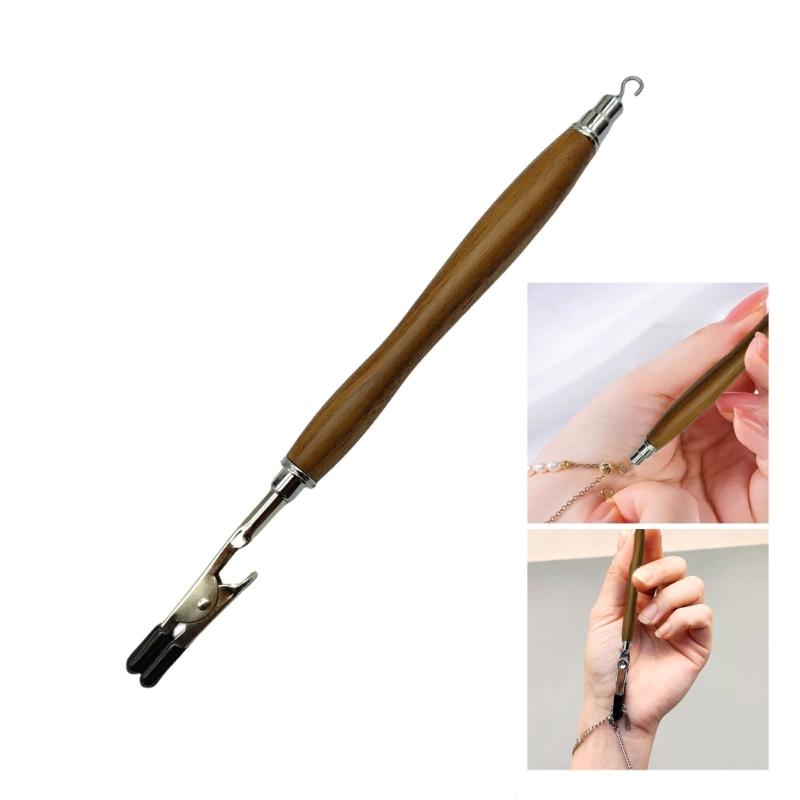Convenient Bracelet Jewelry Fastening Aid Wooden Pen Style Tool For Simple Bracelet And Watch Clasp Management
