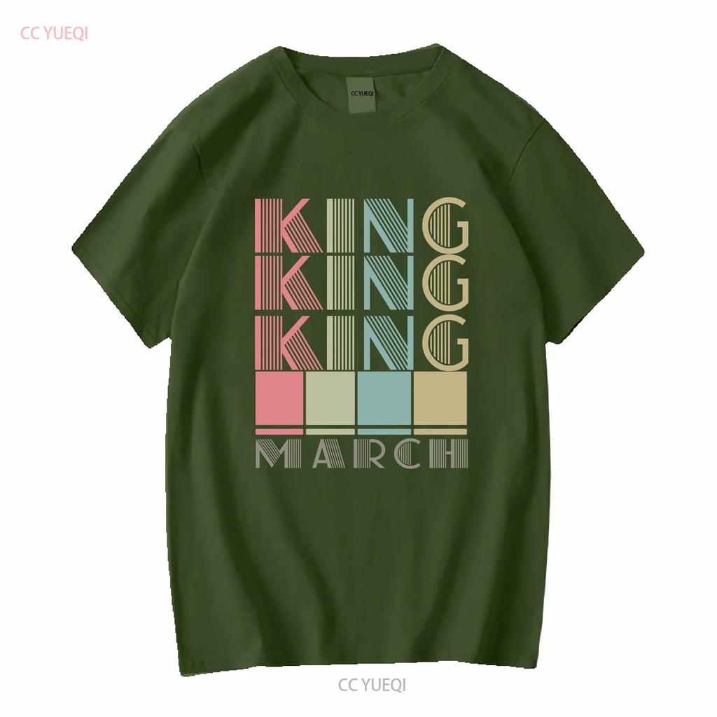 1975 King Are Born In March T Shirt vintage Washed fashion Slightly Top For Everyday Wear Stretched Stylish Soft Versatile