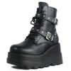 Fashion New Women's Pu Leather Ankle Boots Women Autumn Winter Round Toe Lace Up Shoes Woman Motorcycle Platform Botas Gothic Shoes