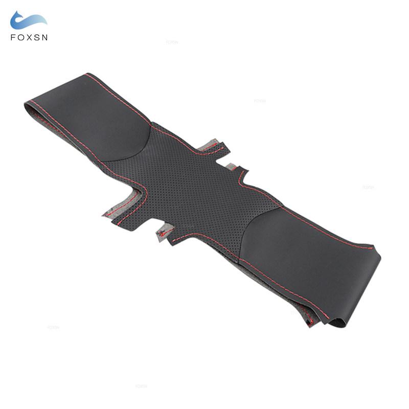 Svartröd perforerad läderöverdrag till VW Golf 7 GTI Golf R MK7 Polo Scirocco 2015 2016 Handsydd rattkåpa