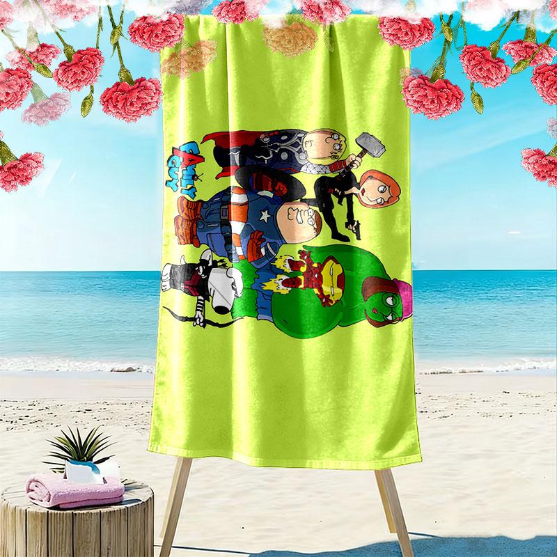 Family Guy Cartoon Print Beach Towel, Large Soft Quick Dry Towel for Beach Camping Swimming