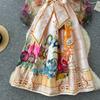 Spring France Elegant Vintage Palace Evening Dress Women Print Sashes Mesh Long Party Dress Female Casual Holiday Clothing New