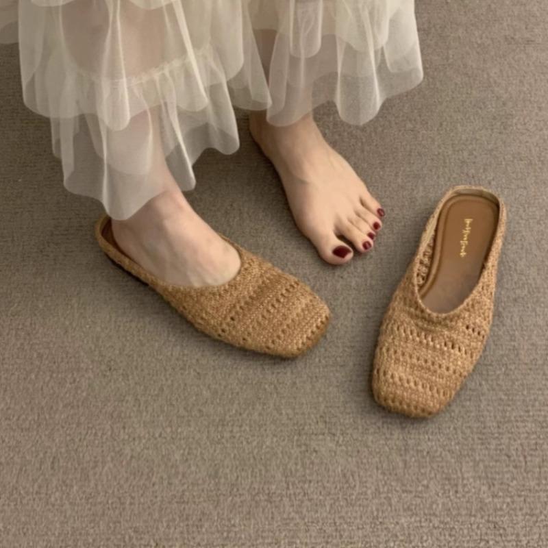 Holiday Knitting Niche Half Slippers Women's Outerwear Spring and Summer with Skirt Baotou