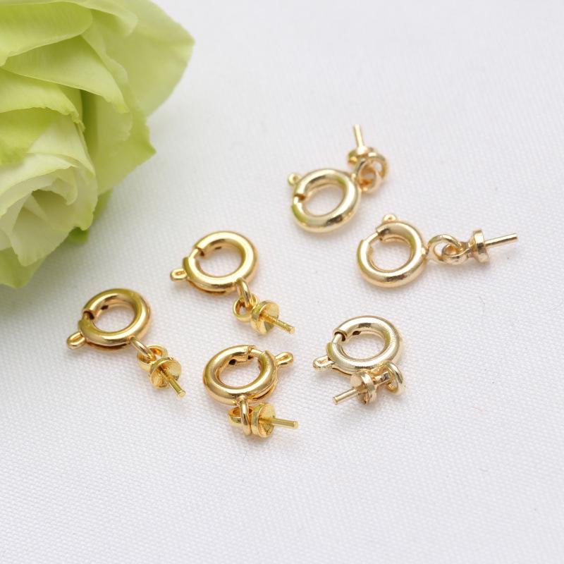 18k Gold-Filled Color-Preserving Eye Pin with Bail Spring Connector for DIY Jewelry