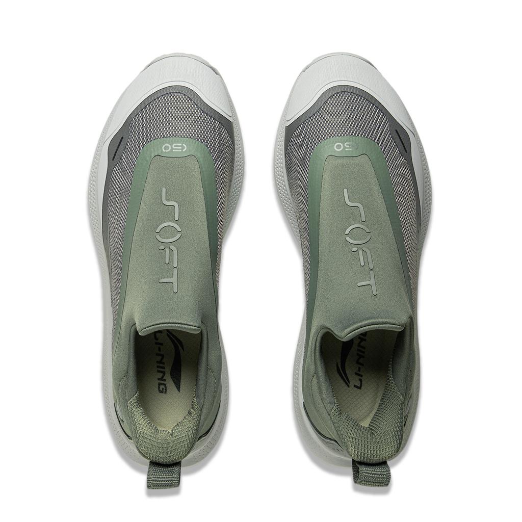 Li-Ning Мягкая ткань Go, удобная, модная, нескользящая, износостойкая, низкая повседневная обувь, мужские кроссовки, серо-зеленые AGLU099-2