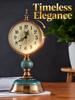 Luxury European Vintage Table Clock Large 38cm Silent Non-Ticking Metal Ceramic Desk Clock for Living Room Mantel Office Decro