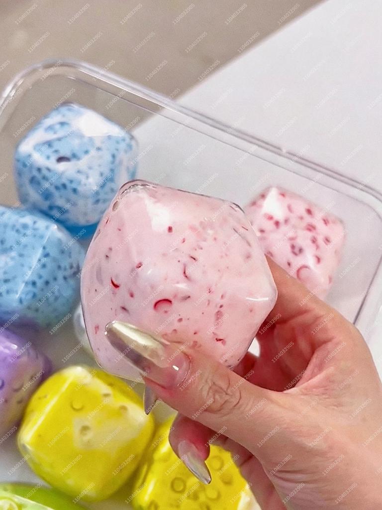 Crunchy Freeze-Dried Yogurt Cubes Stress Ball Squishy Toys Yogurt Squeeze Ball Asmr Sensory Stress Relief Fidget Toys For Adults