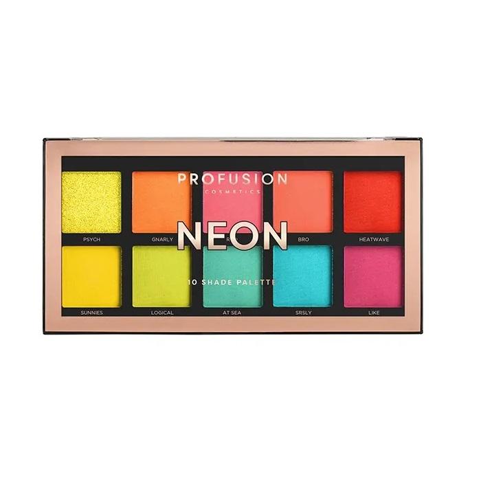 Profusion Neon Eyeshadow Palette - 10 Vibrant Shades for Bold Looks
