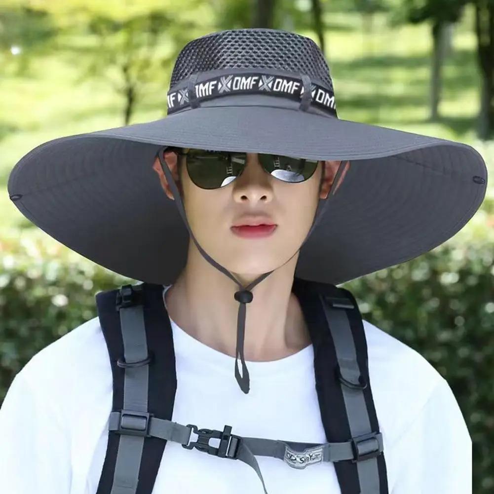 Sommer Großer Sonnenhut Herren Damen Atmungsaktive Angelkappen Sonne UV-Schutz Netz Fischerhut Wandern Outdoor Strandkappe