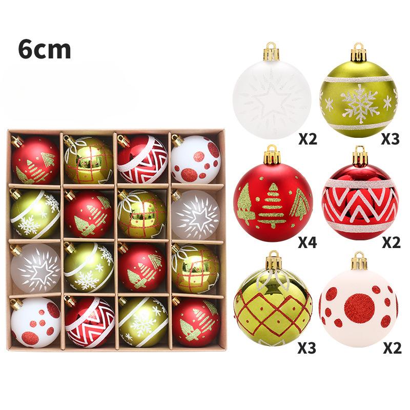 16 Pieces/set, Champagne Gold, Painted Christmas Ball Set, Christmas Tree Decoration, Holiday Pendant, Home Party Decoration, Wedding Decoration