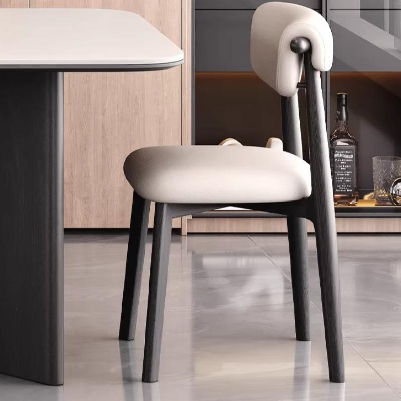 Italian Minimalist Dining Chair, Thickened Double-Layer Backrest Chair, High-Resilience Cushioned Seat with Soft Padding,