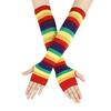 Gekleurde Gestreepte Gebreide Over-de-Knie en Gaten Handschoen Sokken voor Maskeradebal