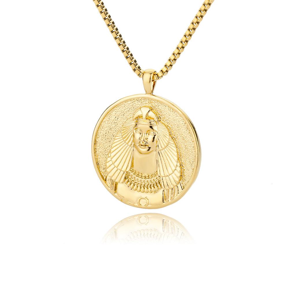 Queen Elizabeth Gold Coin Necklace, Titanium Plated 18K Gold, Ins Women's Collarbone Chain, Creative Gold Coin Accessories