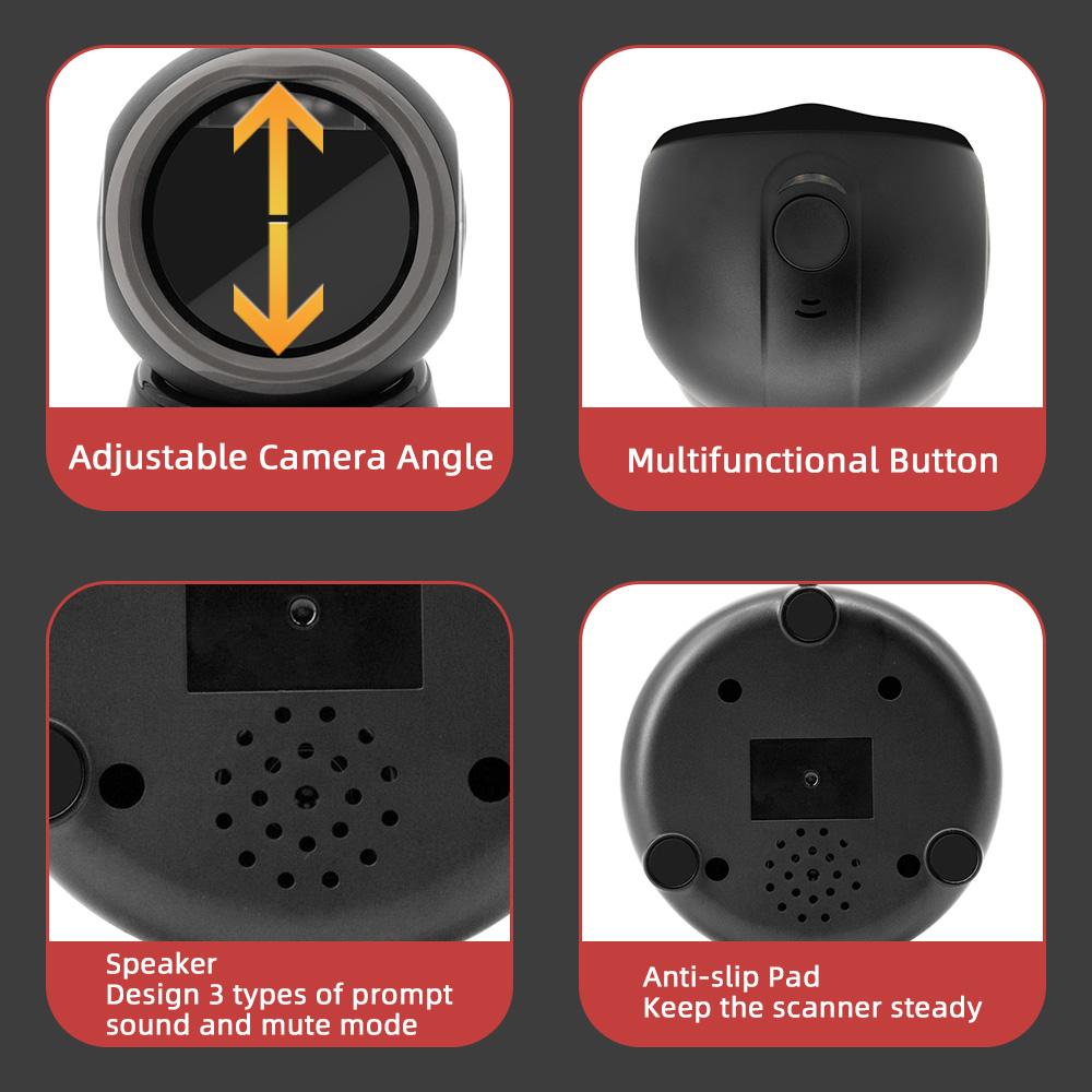 1D 2D QR Desktop Wired Barcode Scanner High-speed Platform Hands-Free Automatic Sense Reader USB