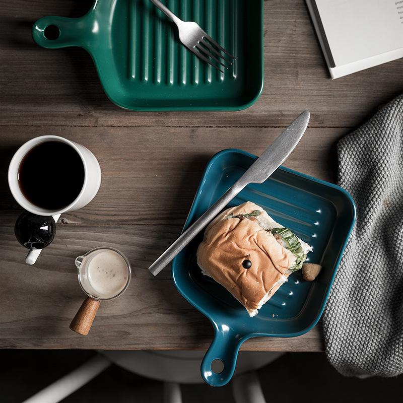 Nordic Potted Ceramic Plate Fruit Breakfast  Tableware Creative Baked Rice  Western Food Household