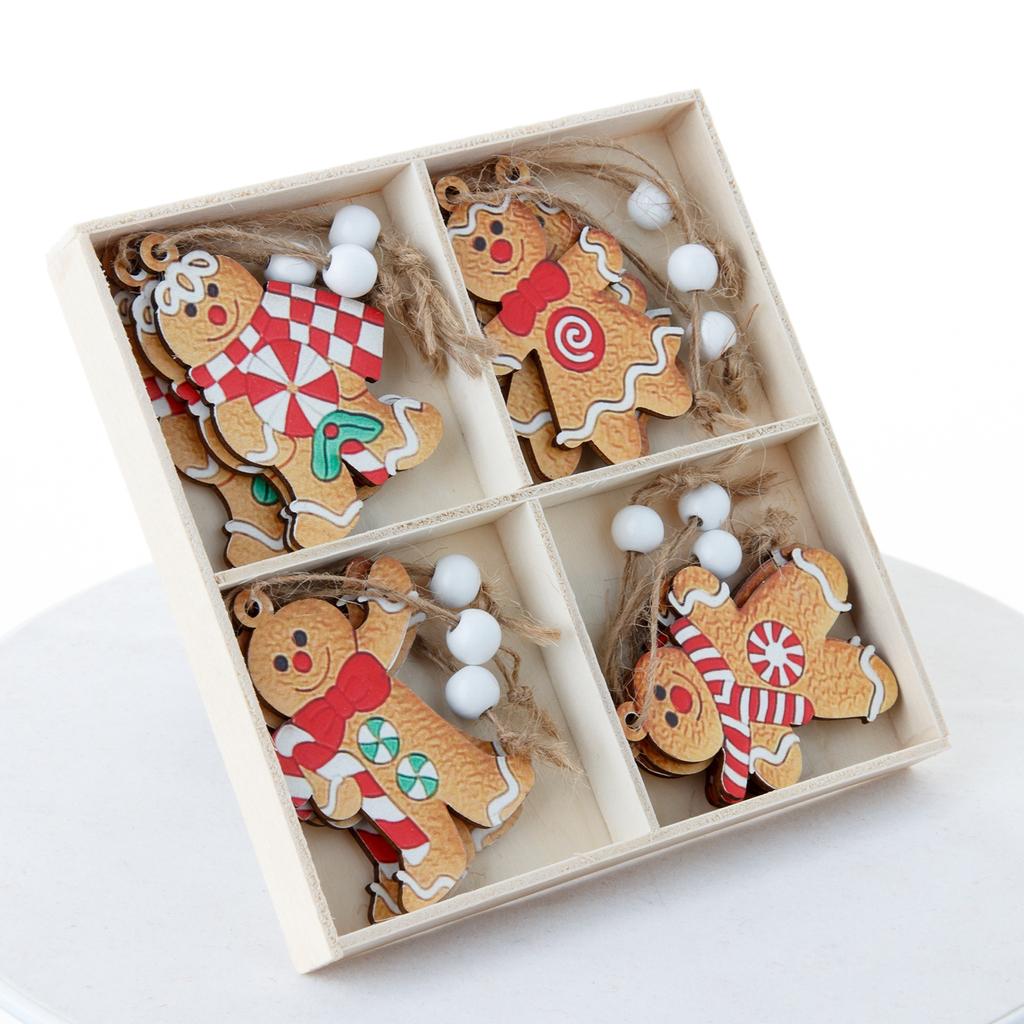 Christmas Tree Hanging Decor Rustic Gingerbread Man Ornament Santa Claus Decoration Premium Wooden Christmas Ornament For Window