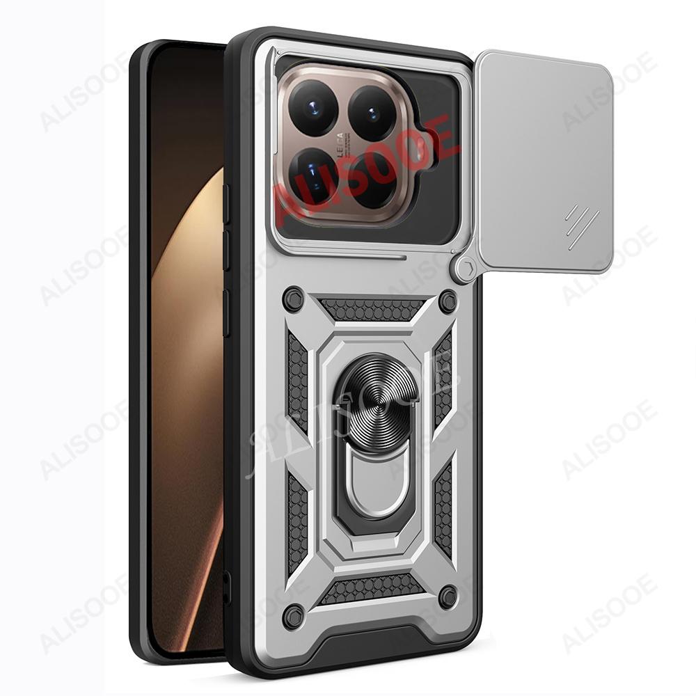 Schiebe-Kameraobjektivabdeckung für Xiaomi 15T Pro Hülle für Xiaomi Mi 15T Ring-Ständerhalter Vollschutz Handy Capa Funda