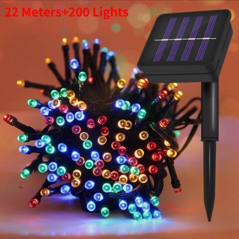Outdoor Solar Christmas String Lights With Remote Warm White Blue Colorful Waterproof Design