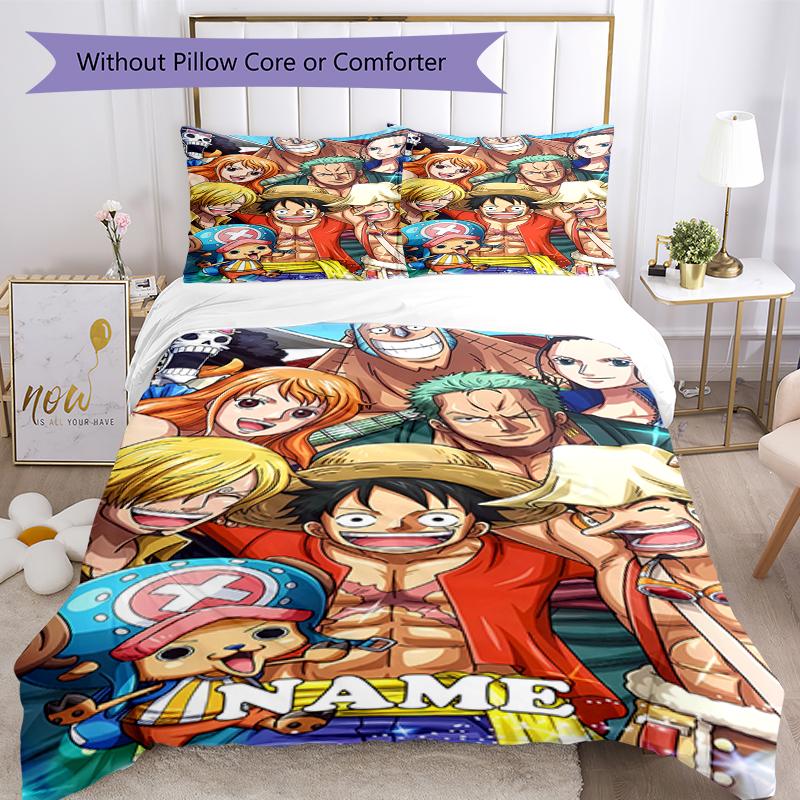 3pcs Custom Name One Piece Bedding Set Duvet Cover Closure Includes 1 Duvet Cover & 2 Pillowcases, Soft and Comfortable for All Seasons.