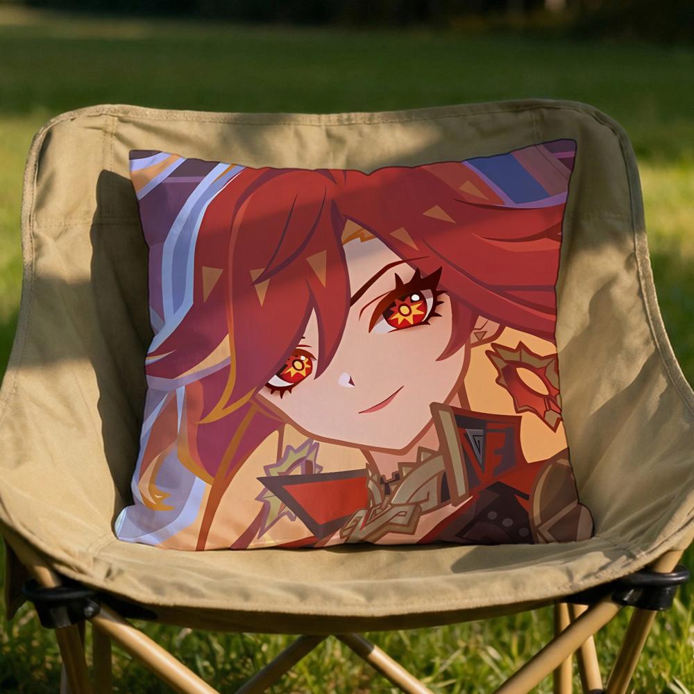 Genshin Impact Mavuika Cushion Cover Soft Reversible Durable Pillow Cover MultiScene Use for Home Car Daily Comfort