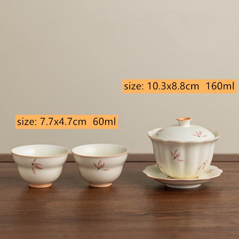 Chinese Hand-painted Orchid Gaiwan Handmade Ceramic Teacup Tea Tureen Household Tea Bowl Travel Portable Teaware Accessories