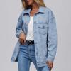 Women's Oversized Denim Jacket Button Down Boyfriend Jean Jacket with Chest Pockets