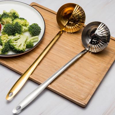 Stainless Steel Skimmer Spoon for Frying Cooking 2 In 1 Slotted Spoon Long Handle Colander Strainer Scoop for Hotpot Pasta Noodles