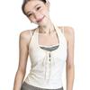 Spice Girl Style Design Sense Lace-up Neck Fake Two-piece Sling Vest Women's Summer New Slim-fitting Versatile Good-looking Top