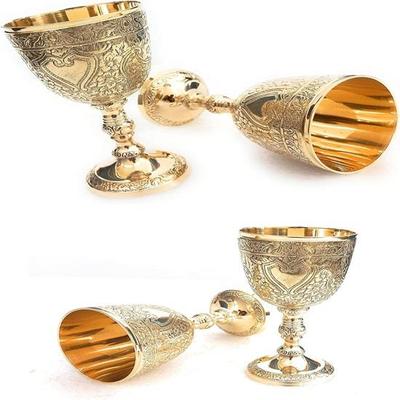 Calice en laiton royal de 15,24 cm, coupes à vin du roi Arthur, coupe médiévale de la Renaissance, cadeaux pour les coupes de communion, lot de 4 coupes à vin de Noël