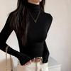 Women's Retro Ribbed Long Sleeve Turtleneck Base Layer Shirt for Autumn/Winter
