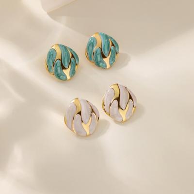New Retro Temperament Stud Earrings Love Dripping Oil High-end Niche Stainless Steel Earrings Earrings Women