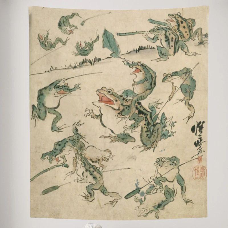 Tapestry frog vintage Japanese art Japan 75x100