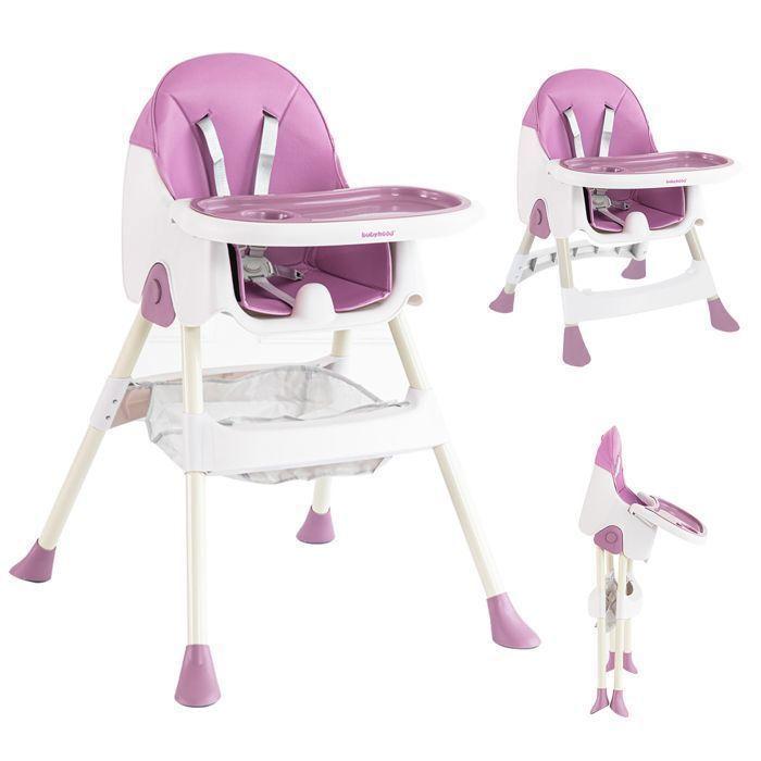 K IKIDO Chaise haute pour bébé, chaise pour repas bébé, évolutive pliable et ajustable, ,De 6 mois à 3 ans(15KG)- violet