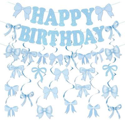 Bow Theme Party Supplies Birthday Decoration Bow Banner Spiral Party Decoration Props