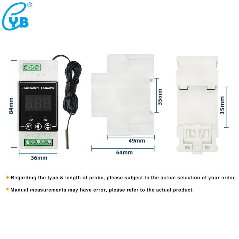 YB103TM din rail thermostat 220V with sensor Electronic thermometer Thermal relay incubator digital meter temperature controller