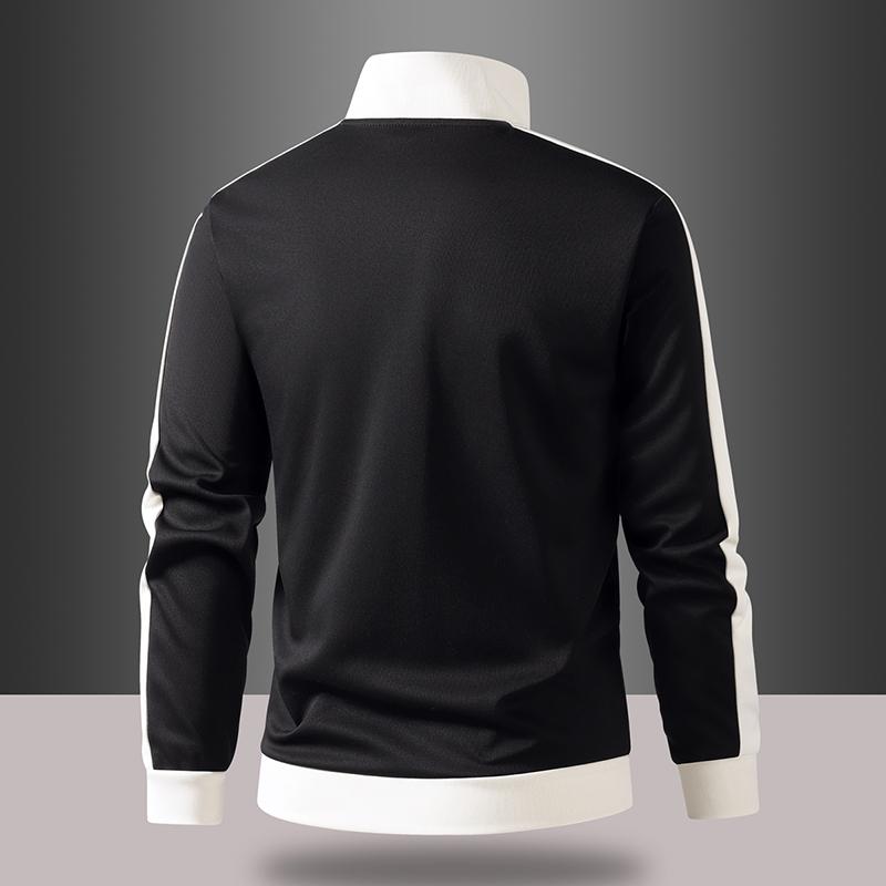 Casual Sports Cardigan Jacket Men's Color Blocked Stand Up Collar Sweatshirt Men's Casual Zipper Jacket Cardigan Baseball Collar Jacket