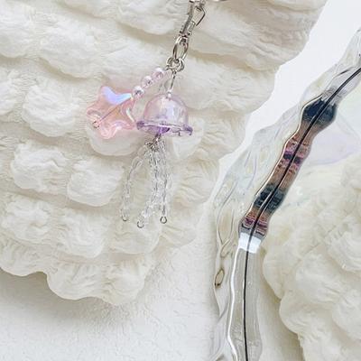 Ozean-Stil Acryl Quallen Seesterne Fische Perlen Schlüsselanhänger Anhänger Legierung Schlüsselring Tasche Anhänger Für Modische Frauen