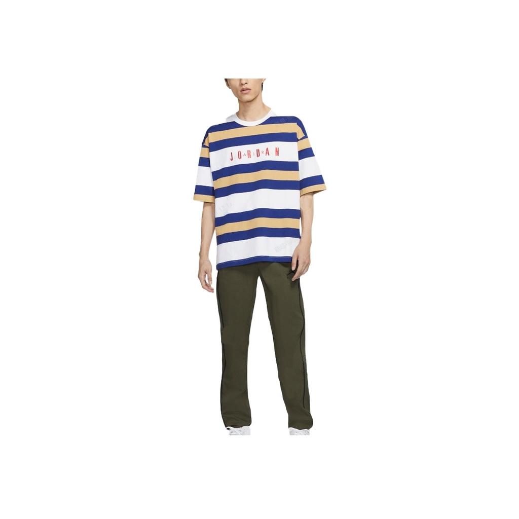 Jordan Striped Logo Crewneck Short Sleeve T-Shirt SS22 Men Tops Blue White DV6668-100
