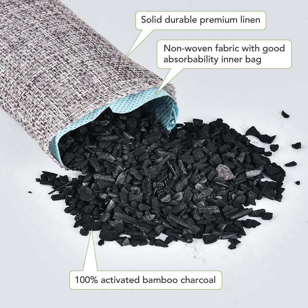 10packs Multi-Purpose Hygienic Material Bamboo Charcoal Odor Absorbing Bag Remove Excess Water Reusable Air Purifier Recycling